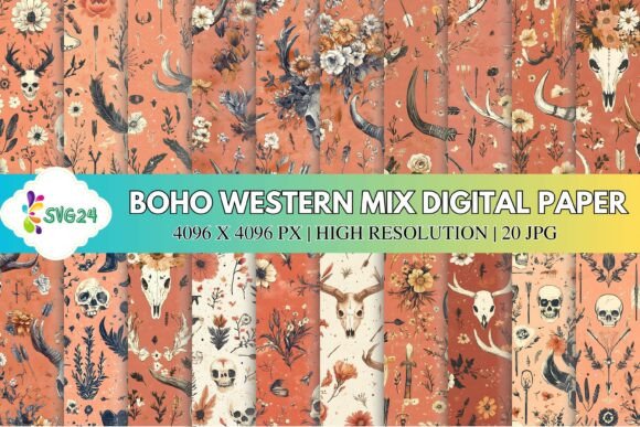 Boho Western Mix Digital Paper: A Unique Blend of Rustic and Bohemian Style