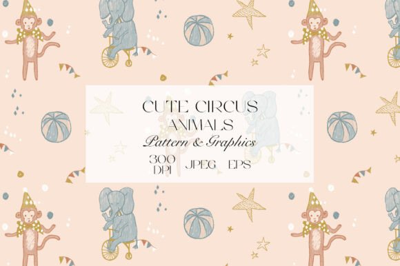 Cute Circus Animals Seamless Pattern