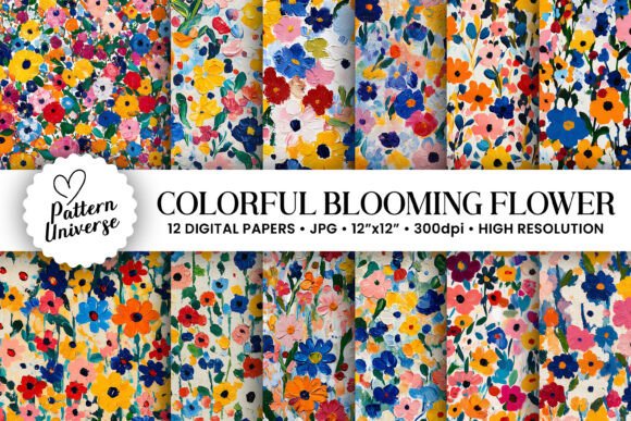 Cute Colorful Blooming Flowers Pattern for Creative Projects