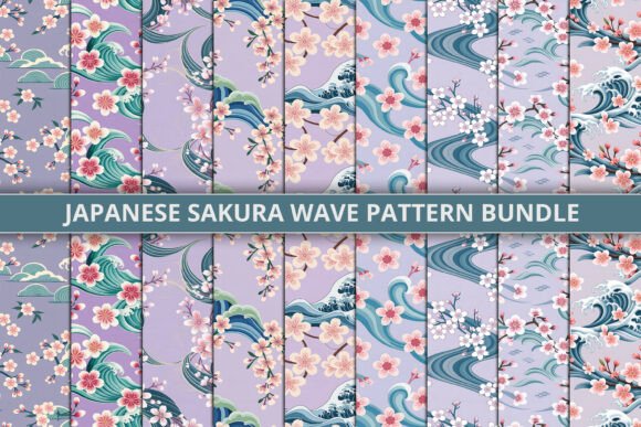 Japanese Sakura Wave Pattern Bundle: A Fusion of Tradition and Modern Design