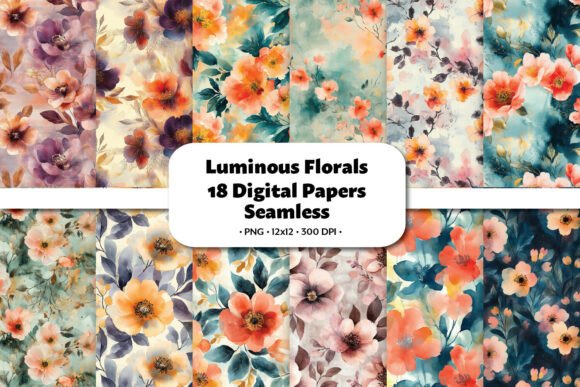 Luminous Florals Seamless Pattern