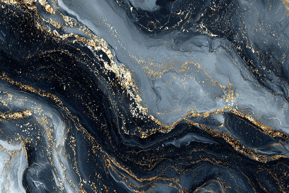 Luxury Blue Marble with Gold Vein Pattern