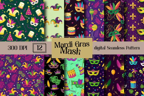 Mardi Gras Mask Seamless Pattern: A Festive Addition to Your Creative Projects