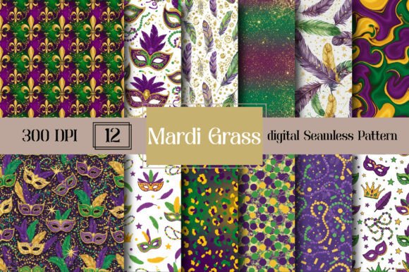 Mardi Grass Digital Seamless Pattern