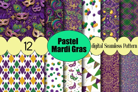 Pastel Mardi Gras Seamless Pattern