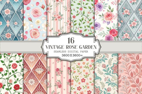 Vintage Rose Garden Seamless Pattern