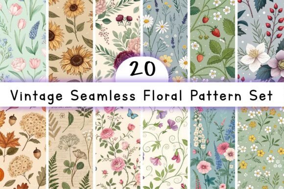 Vintage Seamless Floral Pattern Set: A Timeless Addition to Modern Creativity
