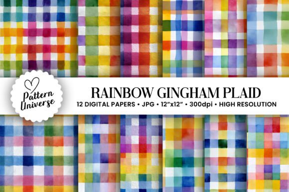 Watercolor Rainbow Gingham Plaid: A Versatile Design for Modern Creatives